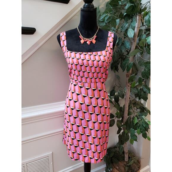 Diane Von Furstenberg Knee Length Dress Women's XL Pink Sleeveless Square Neck - Picture 9 of 12